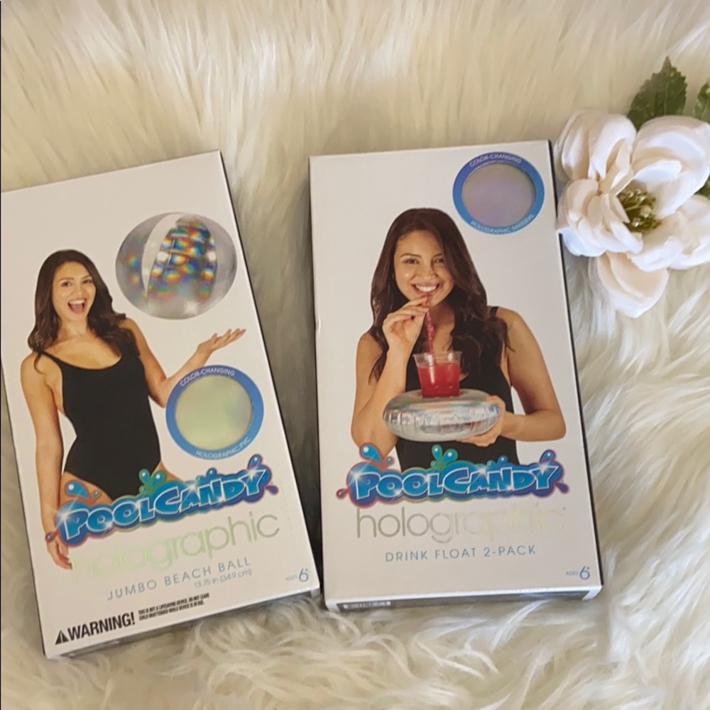 Pool Candy Holographic Ball Drink Float NEW